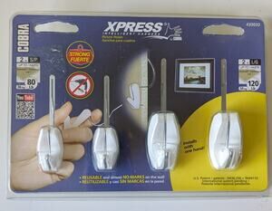 Cobra Xpress Intelligent Hangers Picture Hooks Reusable Pack of 4 #43330 NEW